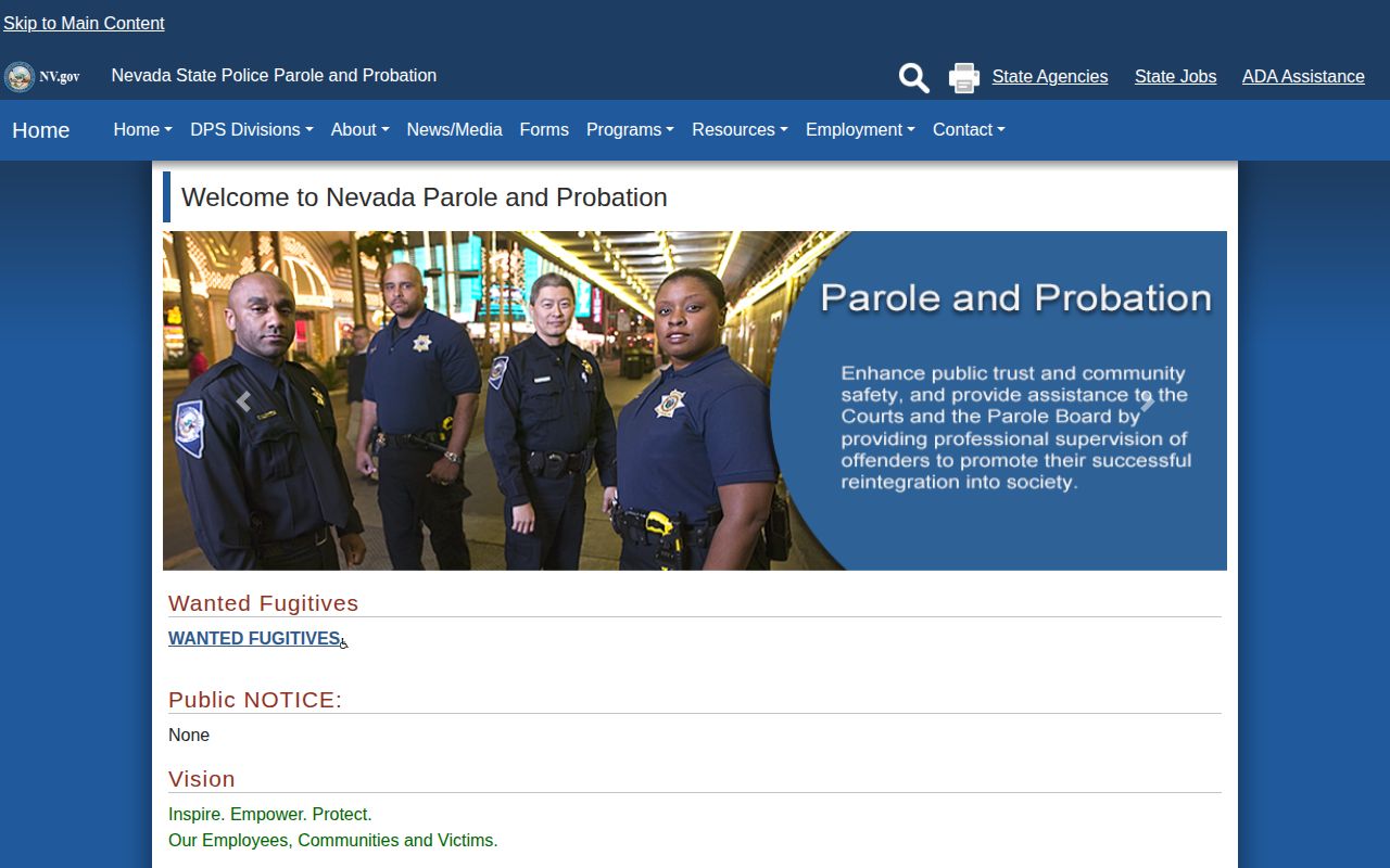 Mineral County parole and probation Nevada supervision agency website